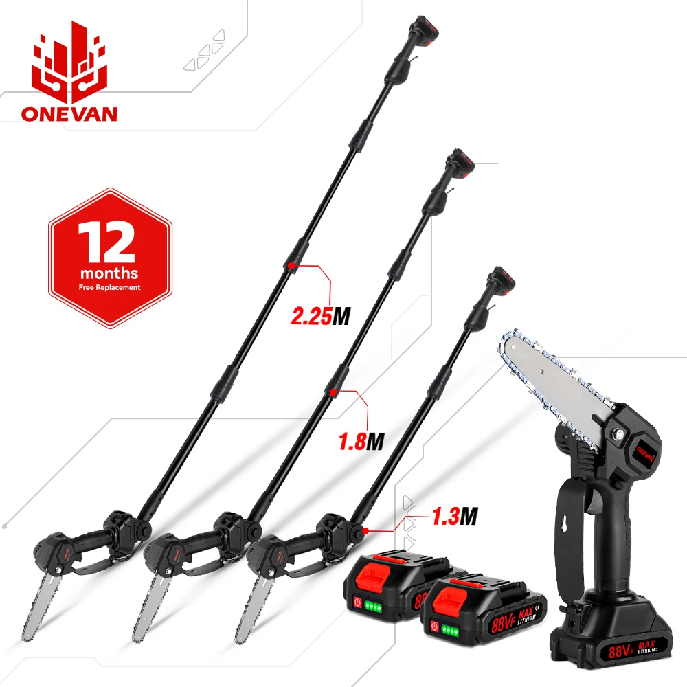 ONEVAN 3500W 2.25m Cordless Electric High Branch Saw Telescoping Chainsaw Pruner Home Garden Pruning Tool For 21V 18V Battery