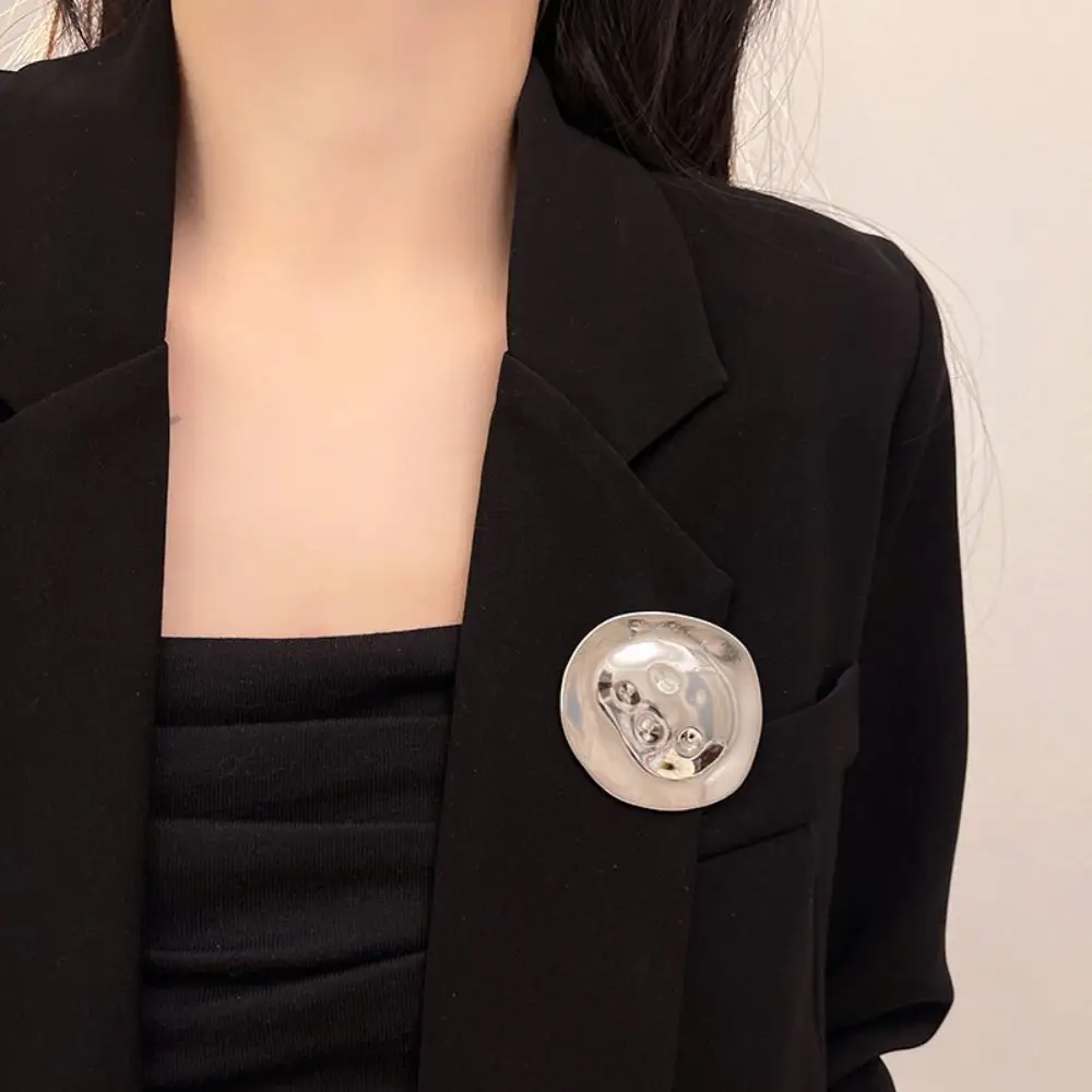 Temperament Alloy Round Slice Brooches Geometric Jewelry Accessories Big Statement Irregular Brooch Luxury Brand Bag Badge Girls