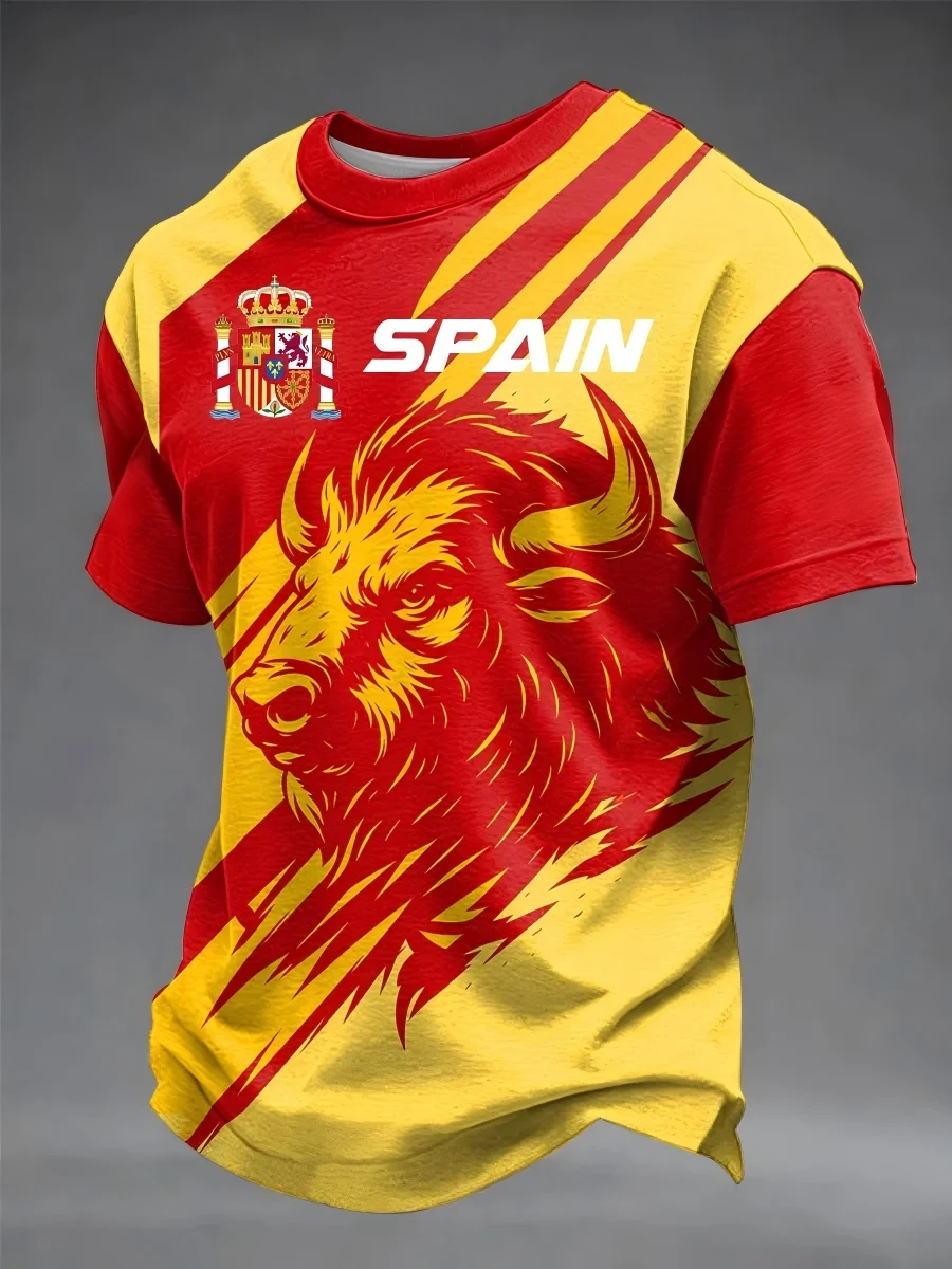 Hot selling Spanish retro castle bullfighting quick drying short sleeved men women breathable casual sports top y2k style
