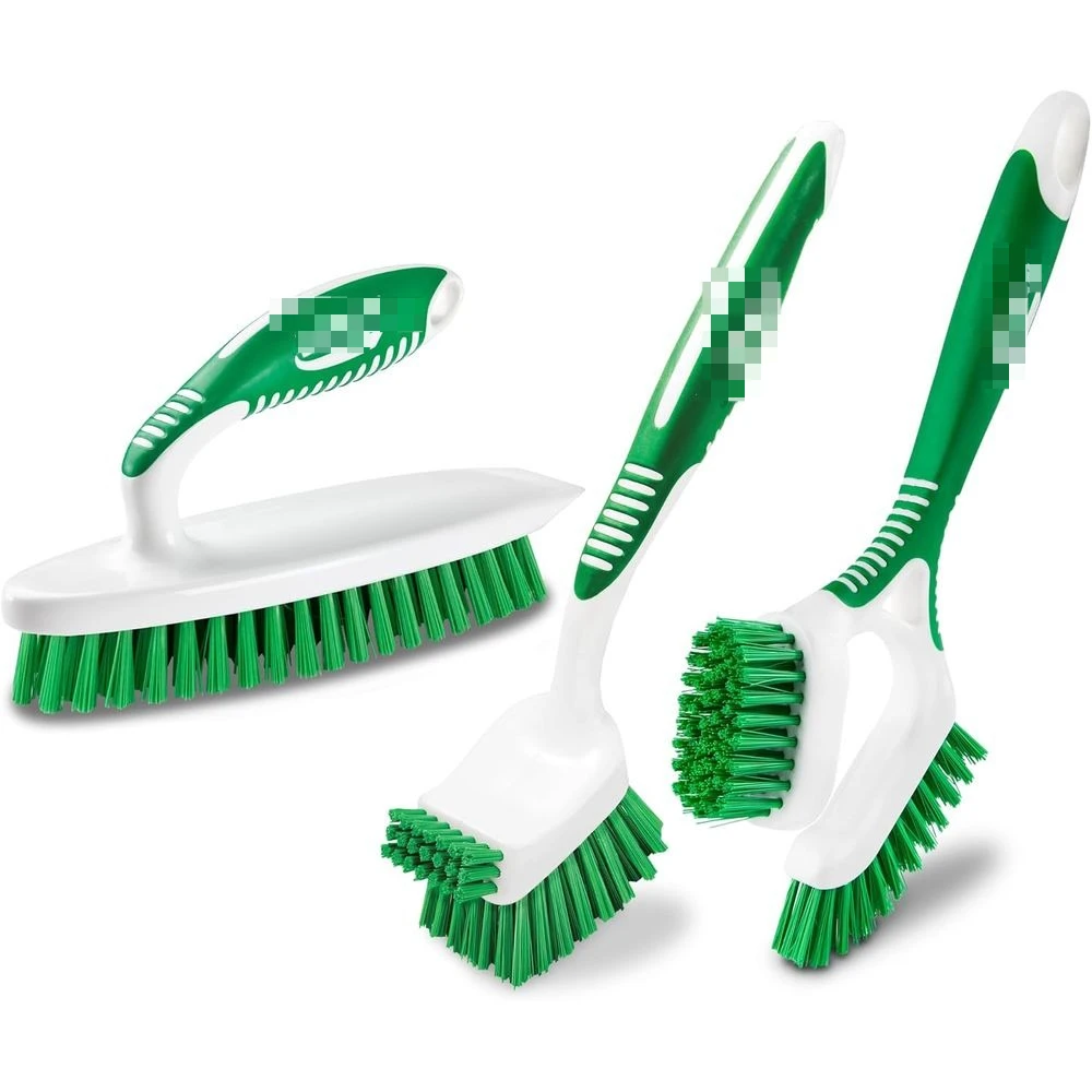 Dual-Sided Scrub Brush Kit for Heavy-Duty Cleaning: 3-in-1 Brushes for Tiles, Grout, and Kitchen