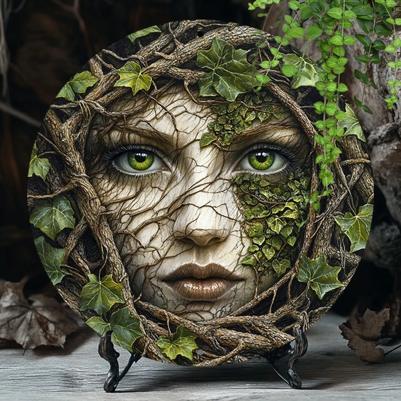 1pcs 2D Wooden 8Inch Forest Elf Tree Spirit Sign 8-Inch Home Decorative Plank for Foyer Outdoor Bathroom Wall Room Decor