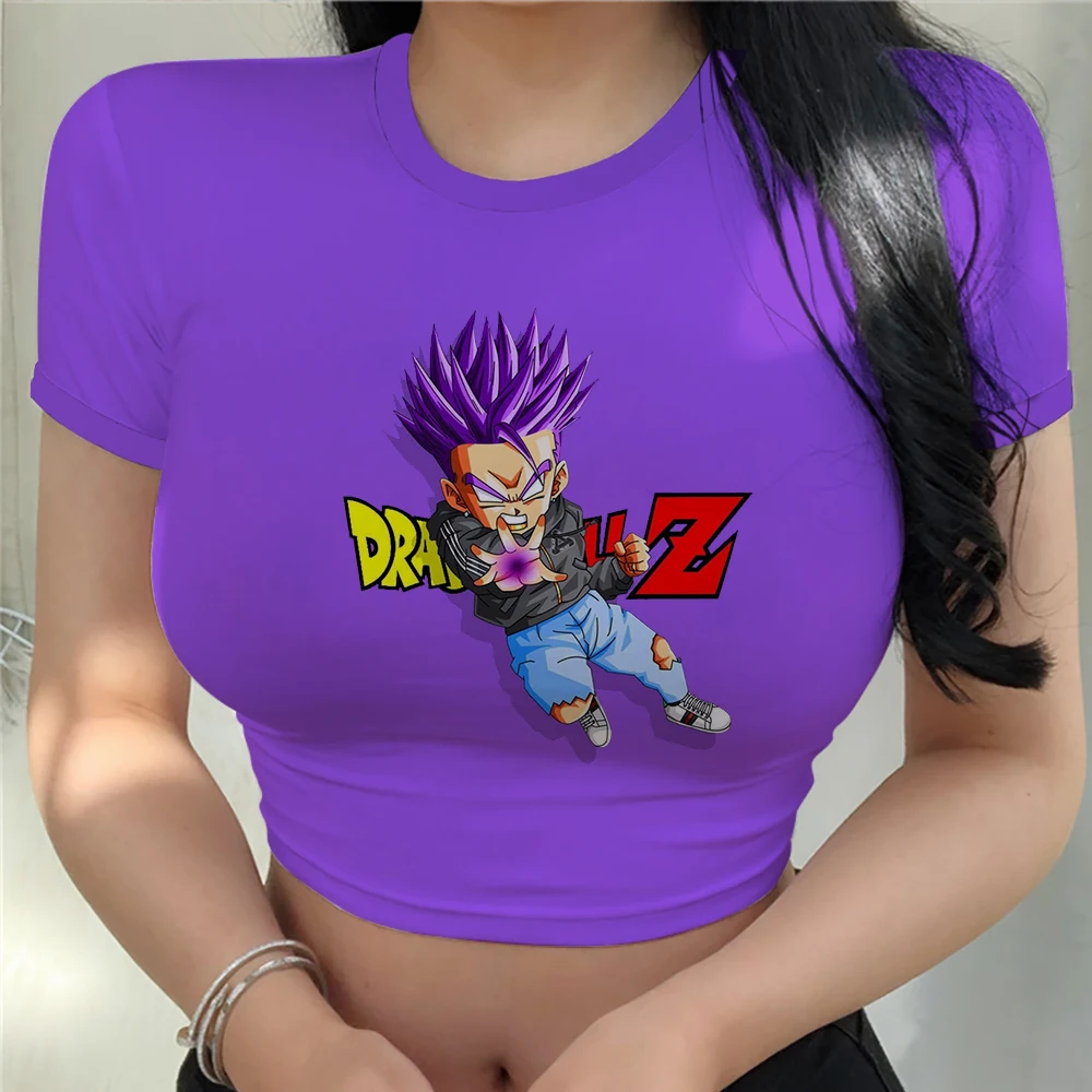 Krótki Top kobiety Vegeta odzież Anime Y2k Goku stylowe topy seksowne fajna bluza Harajuku damskie koszulki letnie 2023 Dragon Ball Z koszula Z