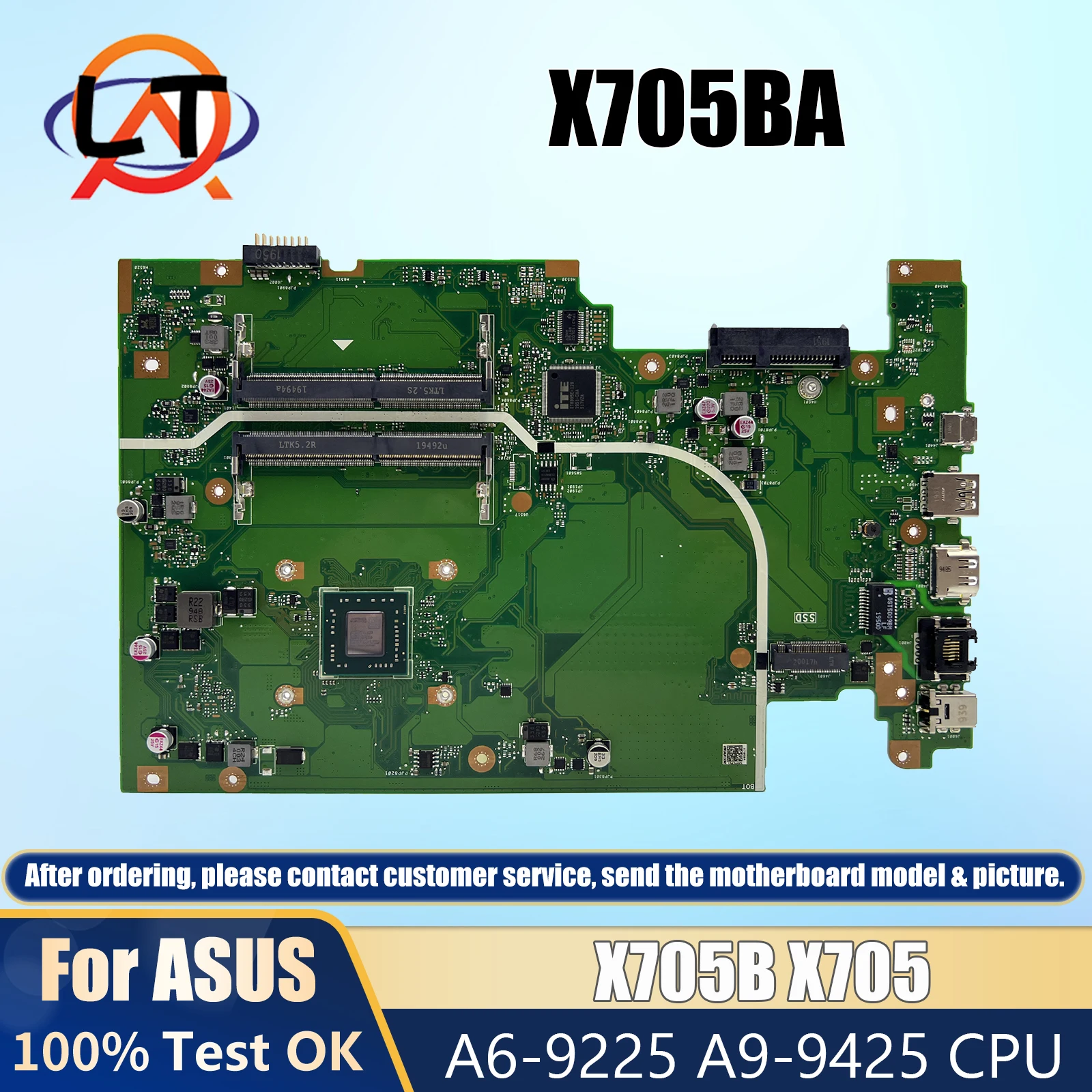 Asus,x705ba,cpu,A6-9225, A9-9425,amd,x705ba,x705B,x705用のノートブックマザーボード