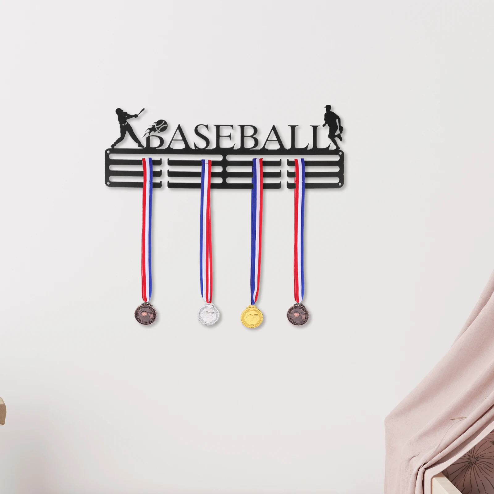 

1Set Medal Hanger Display Rack Iron Wall-Mounted Medal Holder for Running Karate Gymnastics Ribbons Sports Awards Storage Shelf