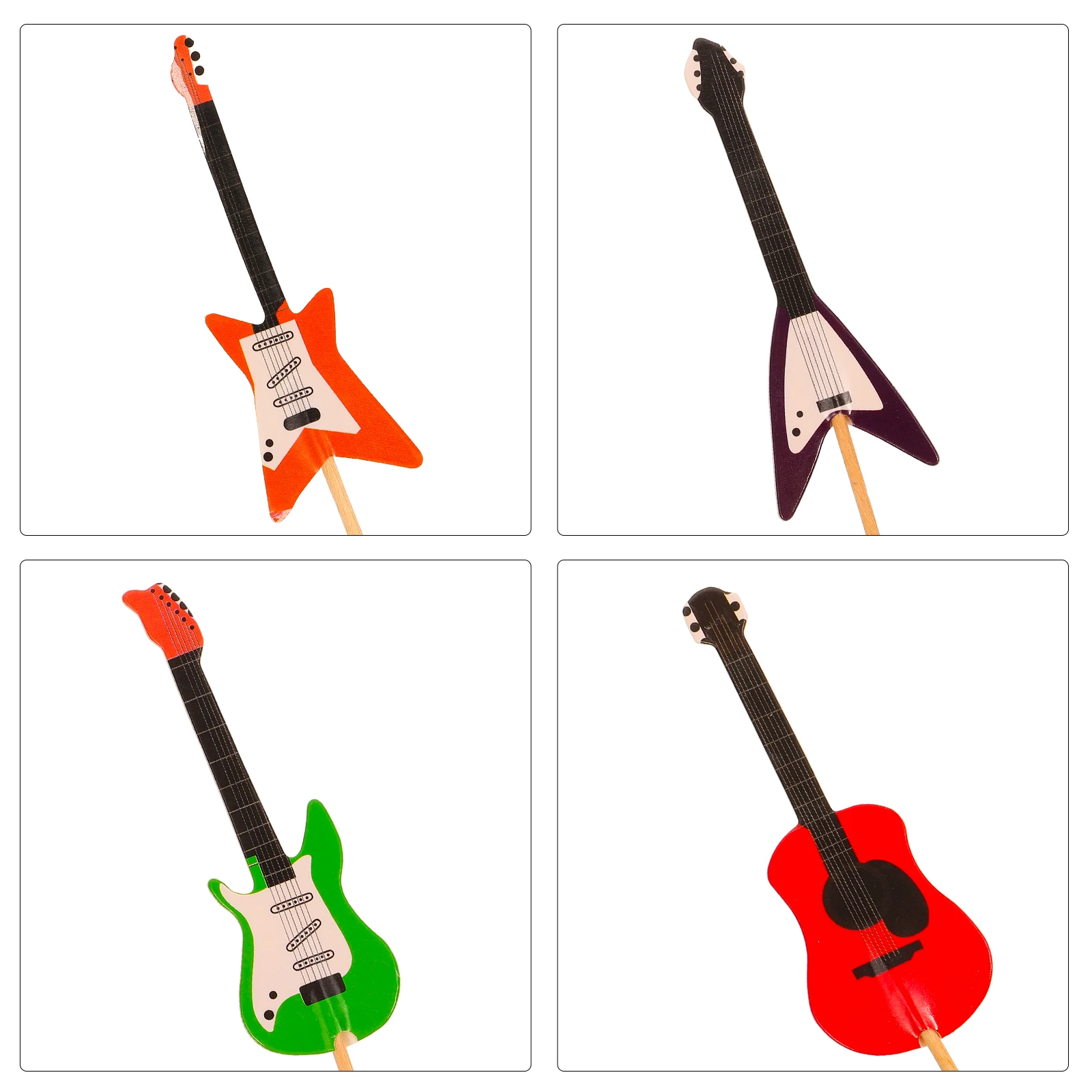 

Guitar Cake Picks 12 Musical Shaped Cupcake Toppers Glitter Supplies Wedding Birthday Celebrations Cake Decorations