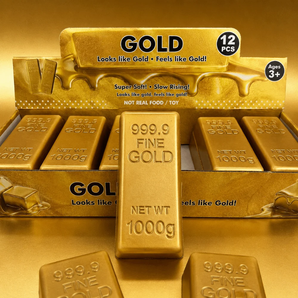 New Soft Gold Brick Squeeze Toys PU Gold Bars Sensory Fidget Toy Slow Rebound Decompression Toy For Kids