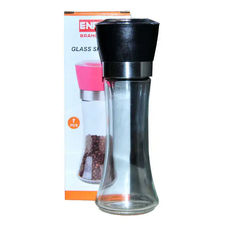 Salt Pepper Glass Grinder Long Black