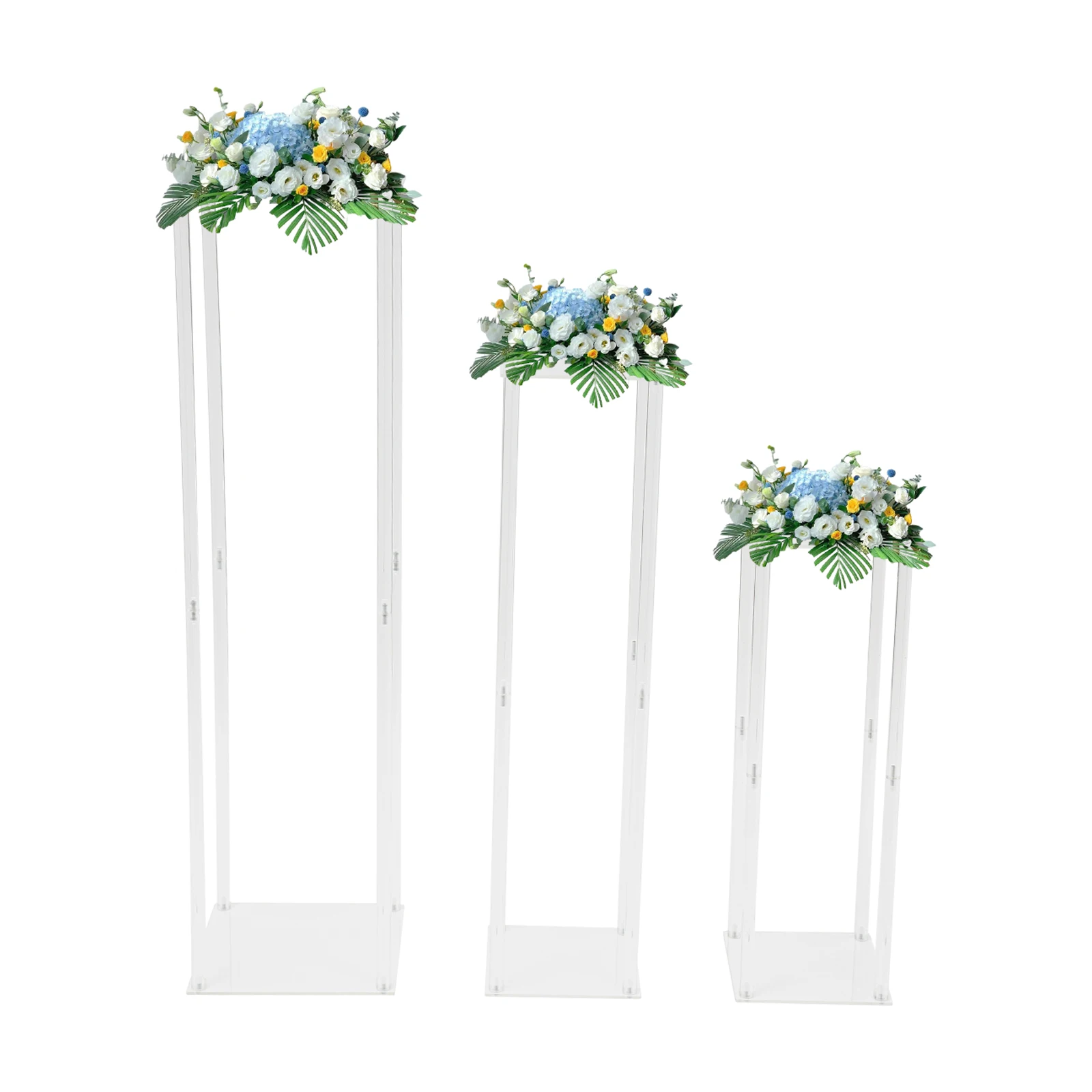 

3Pcs Acrylic Wedding Flower Stands 3 Sizes Holders Rectangular Racks Decorations For Weddings, Parties, Birthdays