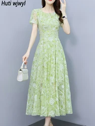 Summer Embroidery Floral Luxury Dress Women Elelgant Casual Boho Beach Vacation Long Dress 2024 Bodycon Party Evening Midi Dress