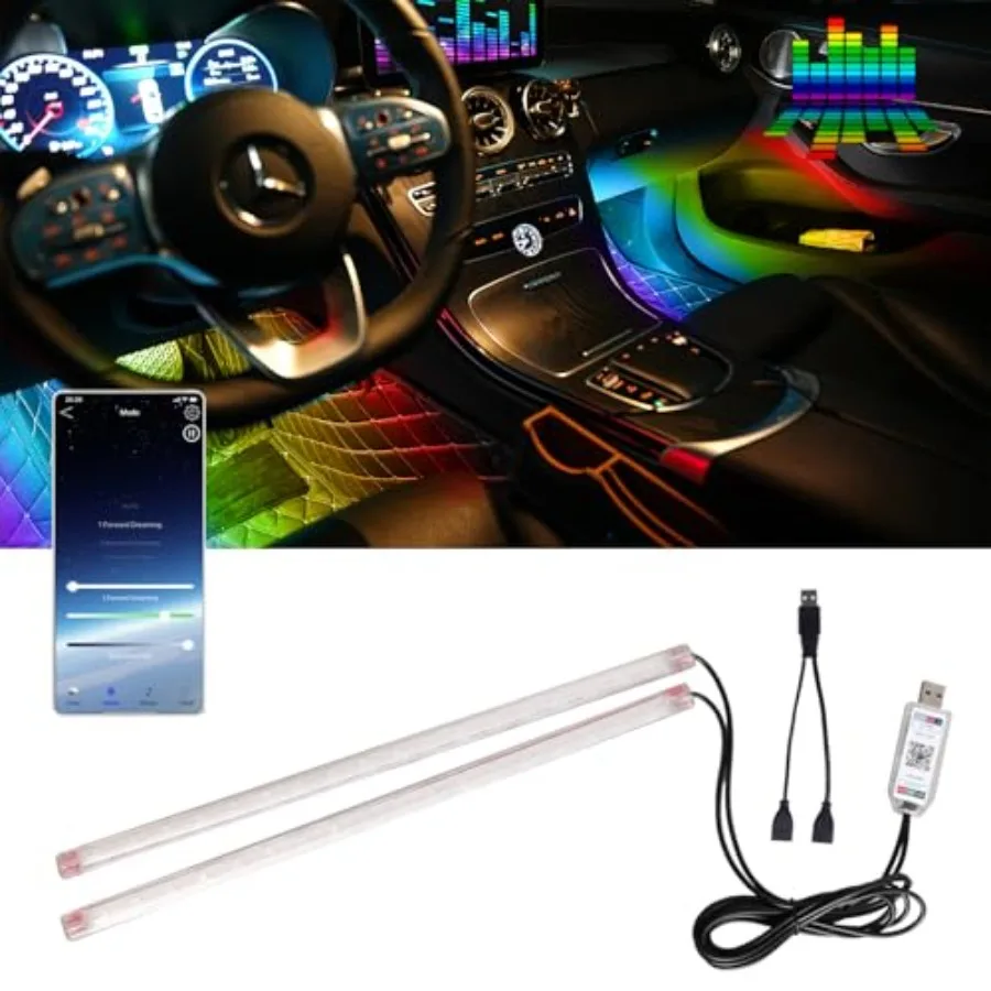 

【Spot goods】Upgrade Smart USB Dream Color Interior Car LED Strip Light with App Control RGB Multi Color USB 5V Neon Atmosphere