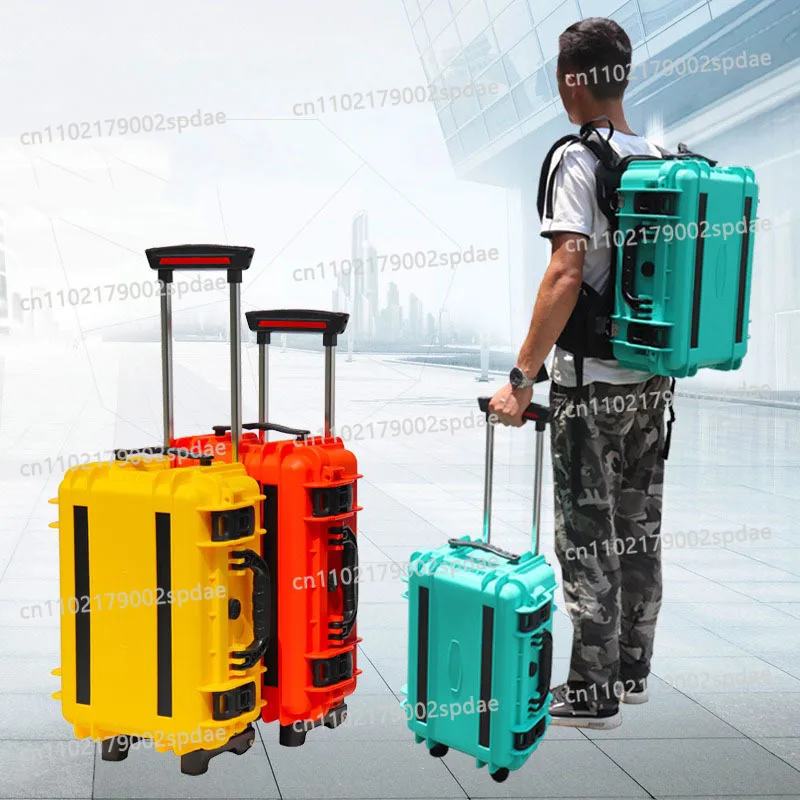 Waterproof Backpack Power Tools Safety Protection Box Multi-functional Plastic Portable Pull Rod Mobile Hardware Toolbox
