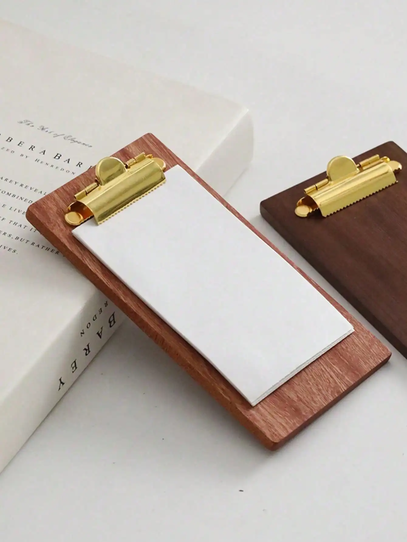 Wood Clip Board Mini Memo Receipt Holder Table Number Card Stand Metal Clip Writing Note Pad Small Recipe Stand for Home Decor