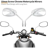 Espejos retrovisores cromados universales de 10mm para motocicleta, Motocross, Scooter, bicicleta eléctrica, carreras, espejo lateral, accesorios de visión trasera
