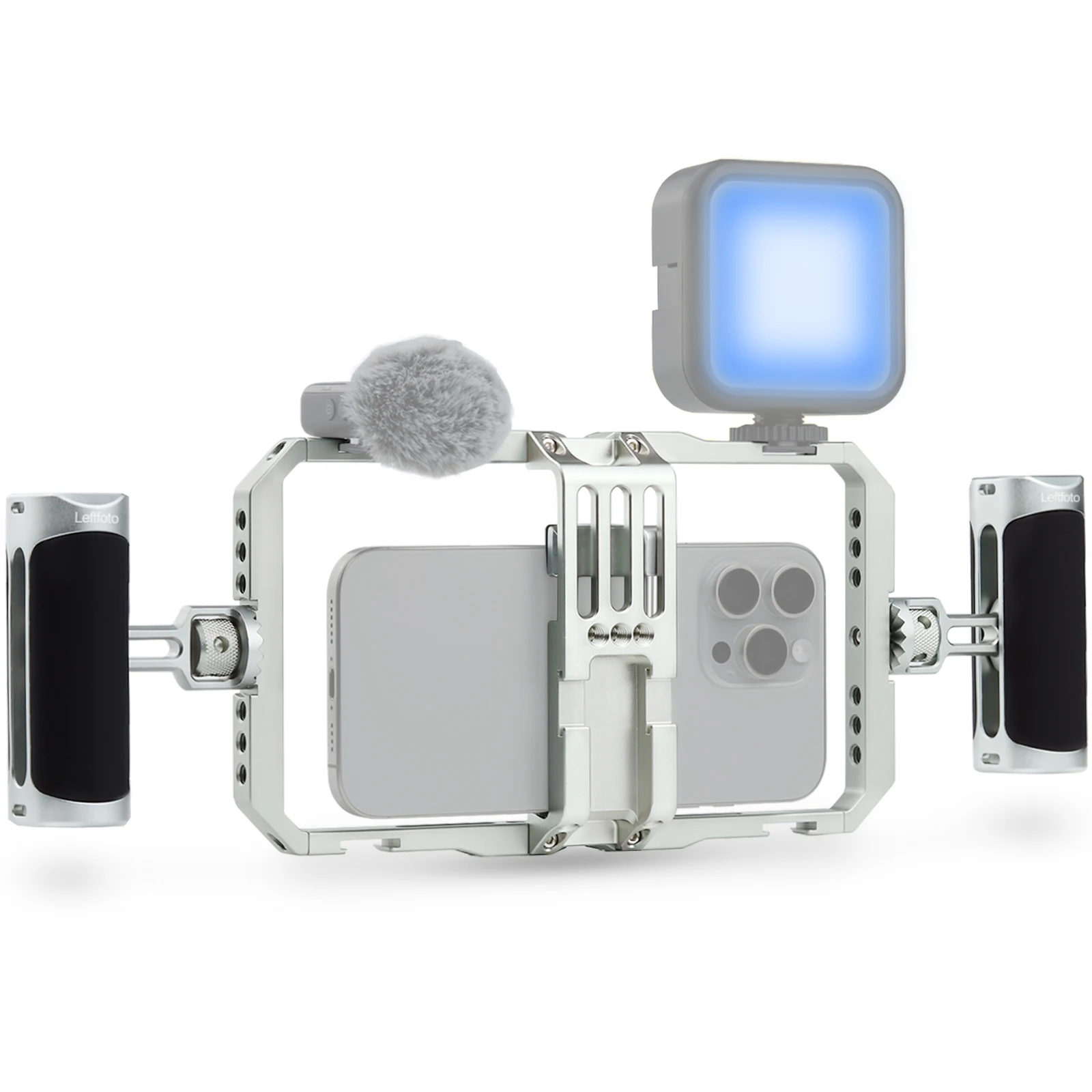 Leftfoto Universal Aluminum Phone Stabilizer Cage Smartphone Video Rig for iPhone 18 17 16 15 Mini Pro Max Plus