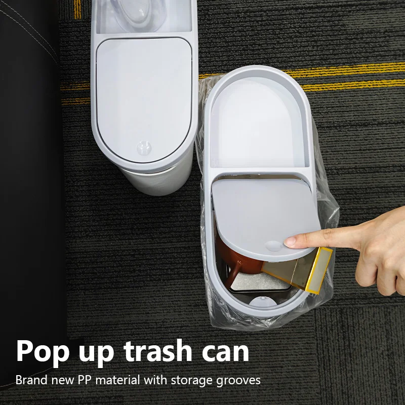 Home Trash Can with Lid Large Capacity Bathroom Garbage Bin Room Creative Press Type Gap Bin Kitchen Plastic Basket Garbage Can