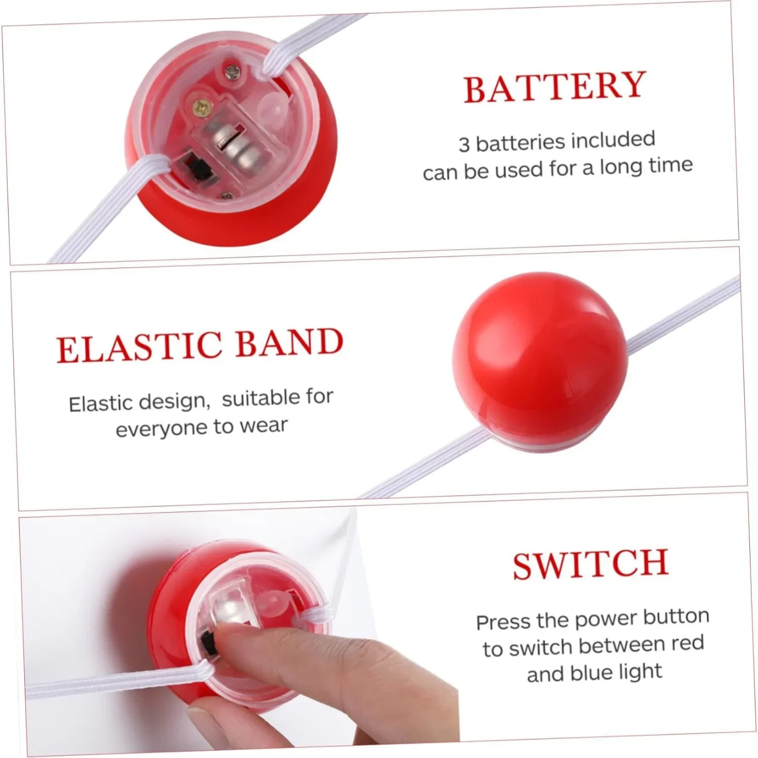 1/2/4 قطعة من البلاستيك المتوهج الأنف الأحمر تضيء أنوف المهرج فستان الدعائم لوازم أداء المرحلة لعيد الهالوين #6