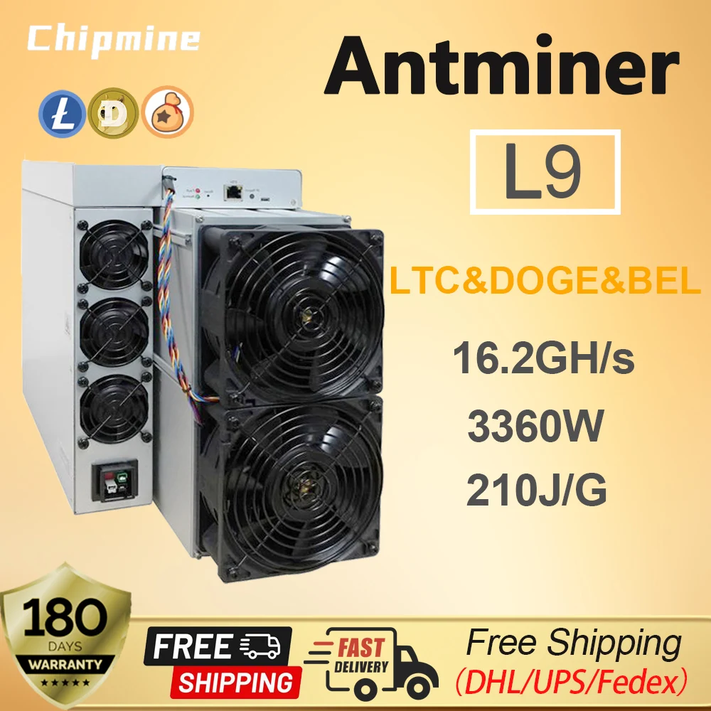 Bitmain Antminer L9 LTC DOGE Coin Miner 16.2GH/s High Hashrate 3360W Power Consumption Scrypt Algorithm Air-cooling Asic Miner