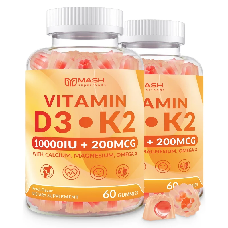 

125 Mcg Vitamin D3, 200 Mcg Vitamin K2, Promotes Strong Bones, Calcium Absorption, Teeth, Heart and Cardiovascular Health