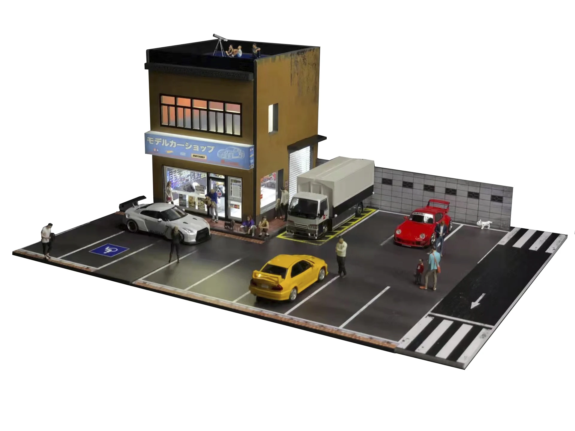 G Fans 1/64 Scale Car Garage Miniatures Model Car Parking Lot Diecast Scene Display Vehicle Scene Toy Background Collection