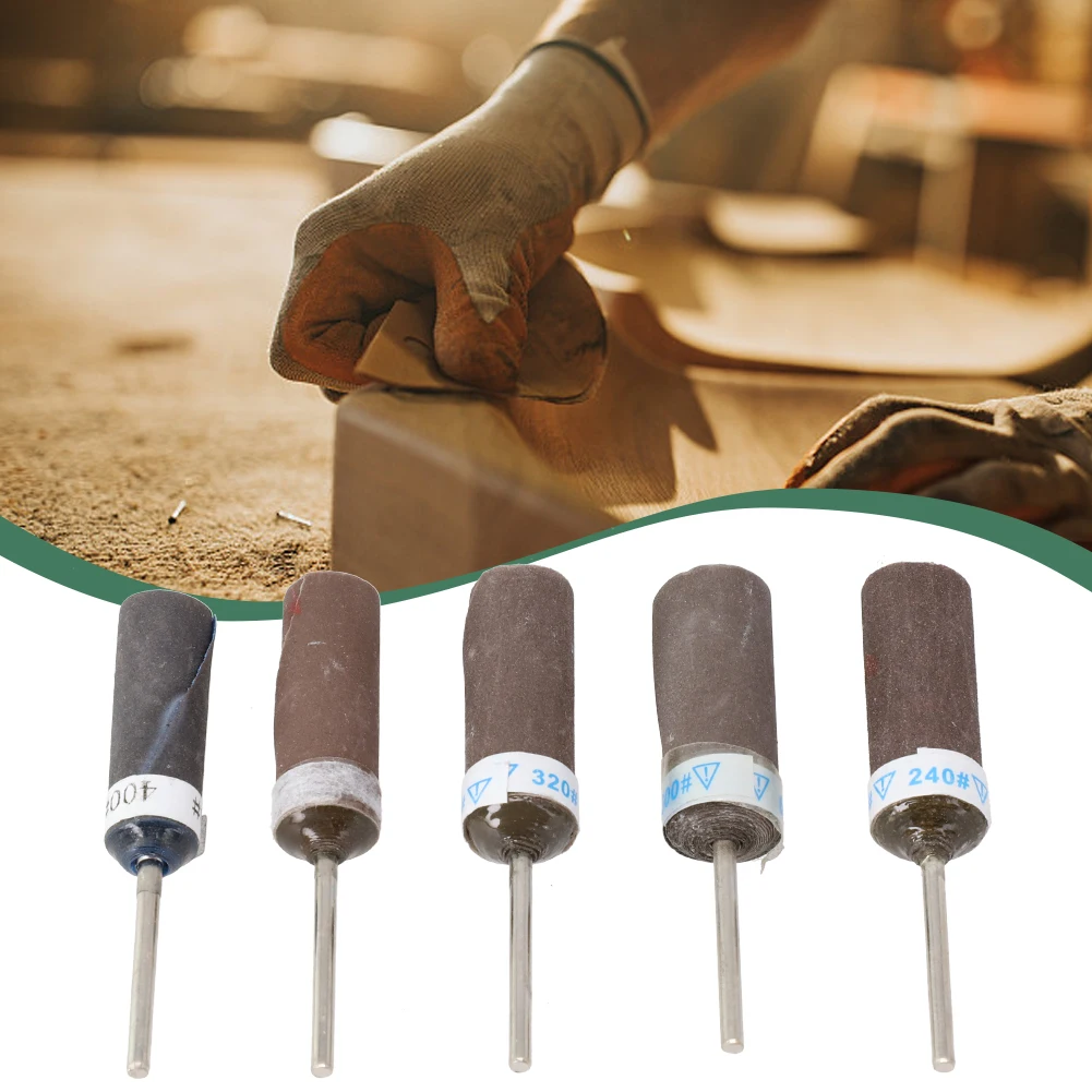 サンディングバンドドラム研磨回転工具、砥石ヘッド、2.35mm、シャンク研磨工具、180-600grit、5個