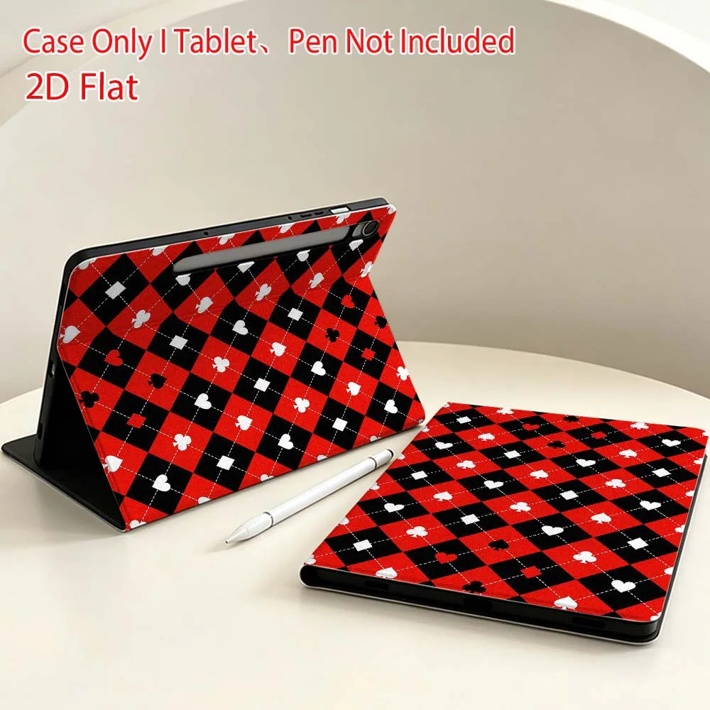 Red Card Suit Art For Samsung Galaxy Tab S11 S10 S9 S8 S7 S6 A9 A8 A11 Lite FE Plus Pen Tray Tablet Case Soft
