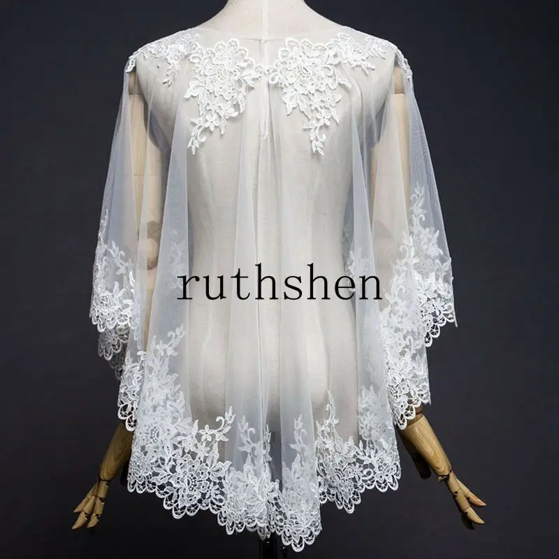 Vintage Wedding Bolero De Noiva  Bridal Ivory White Lace Sleeveless Wraps Cloak Shawl 웨딩액세서리 Customized