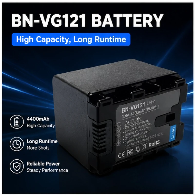 2400MAH 3.6V Long-lasting BN-VG121 Battery Suitable for JVC GZ-HM970 HM960 HM870 HM860 Endurance Strong Digital Battery
