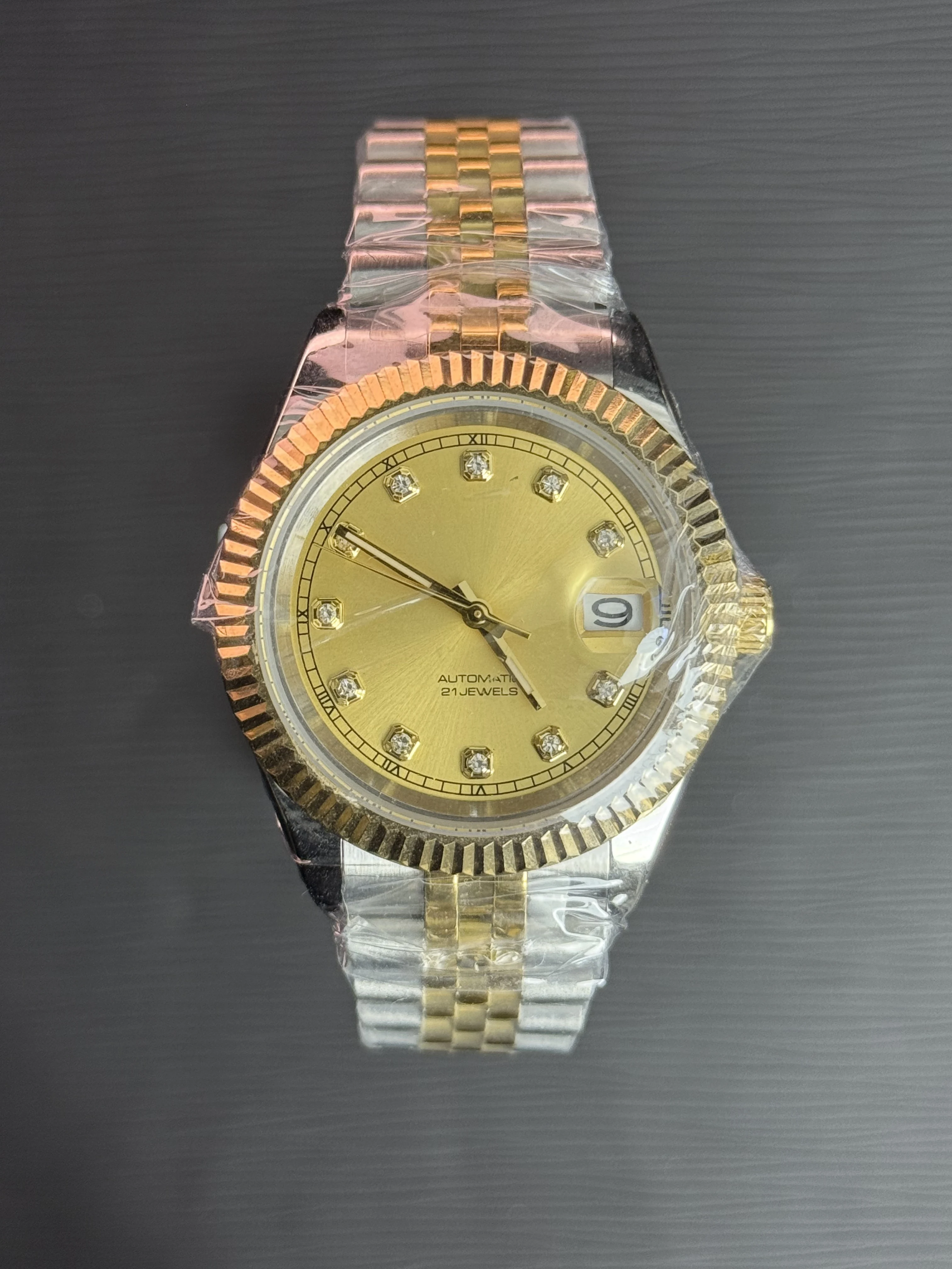 Luxury Lady's Dress Watch 39mm, Diamond-Accented Floral Bezel & Mother of Pearl Dial, Automatic Date Display with Sapphire Cryst