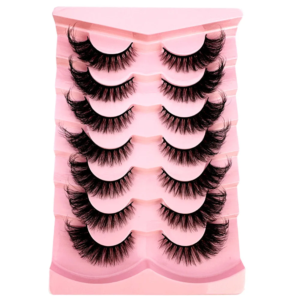 NEUE 7pairs Cat eye Wimpern 3D Natürliche Falsche Wimpern 5d Flauschigen Weichen Kreuz Manga Wimpern Wispy Natürliche Wimpern Verlängerung make-up