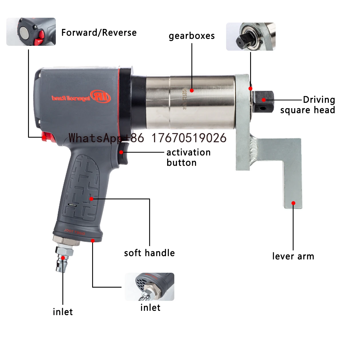 WPD20 Professional Grade High Precision Pneumatic Torque Wrench 4% Accuracy 2000Nm Max Torque 3-Year Warranty 1 Drive