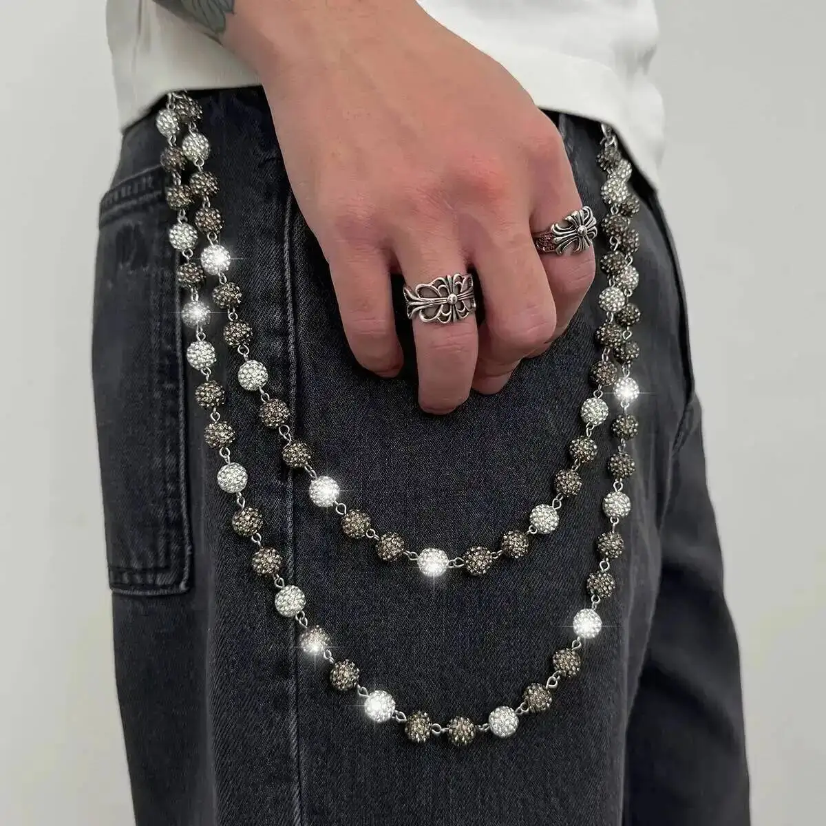 PuRui Kreative Punk Strass Schlüsselbund Brieftasche Gürtel Kette für Männer Trend Rock Hosen Hose Jeans Kette Straße Schmuck Steampunk