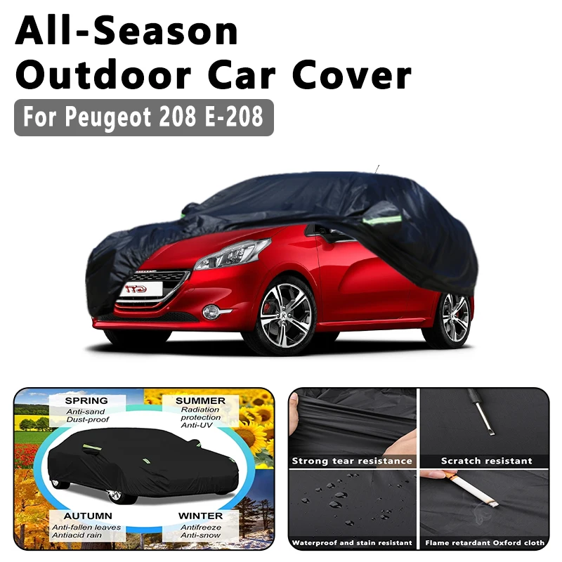 

Всесезонный автомобильный чехол для Peugeot 208 E-208 — полная защита на открытом воздухе, водонепроницаемый, пылезащитный, солнцезащитный, авто внешние аксессуары