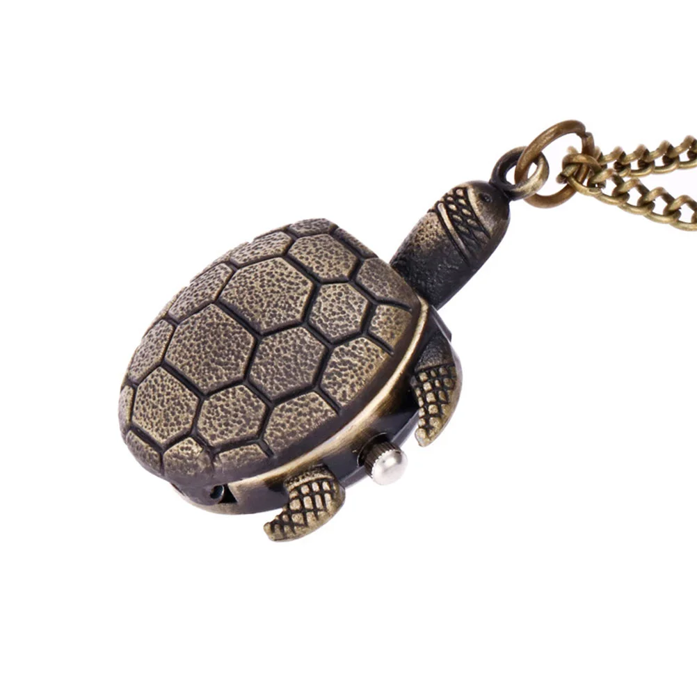 Quartz Watches Turtle Design Pocket Shaped Necklace Colleague Gift Alloy Vintage Cartoon