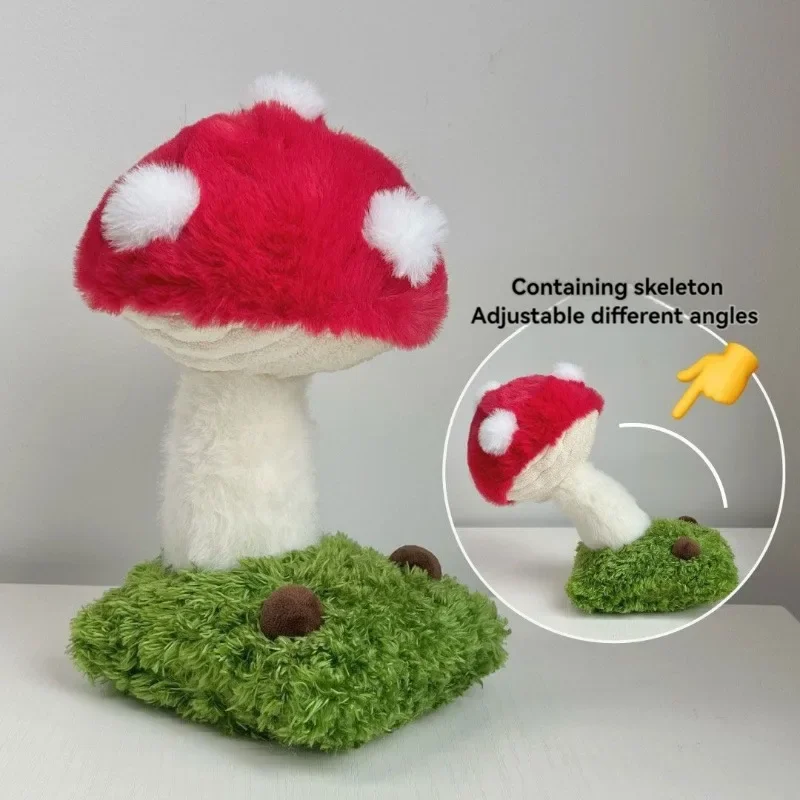 Cute Phone Holder Creative Adjustable Angle Mushroom Figurines DIY Doll Ornament Desk Plush Craft Decoration Girlfriend Gift