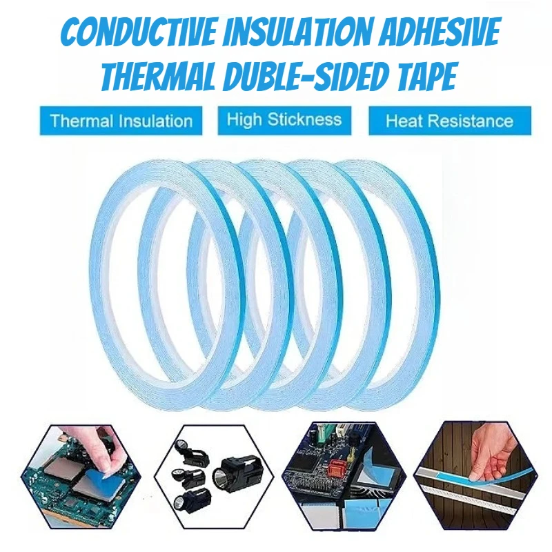 

1/3/5 шт. переводная лента, двухсторонняя термопроводящая клейкая лента для чипа, печатной платы, светодиодная лента, радиатор, синий