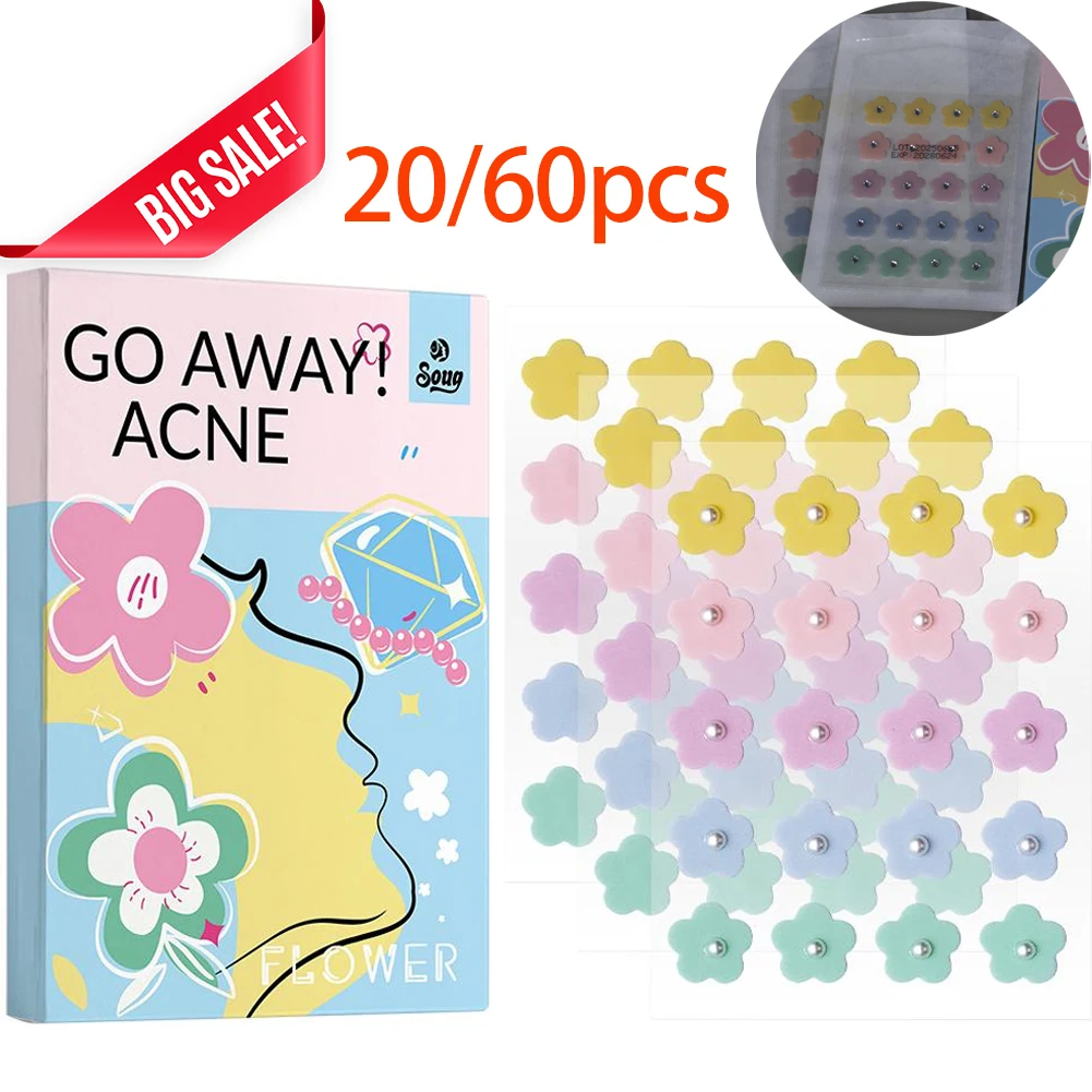 20/60pcs Hydrocolloid Acne Patches Flower Shape Pimple Patch For Face Spot Treatment Stickers For Overnight Makeup