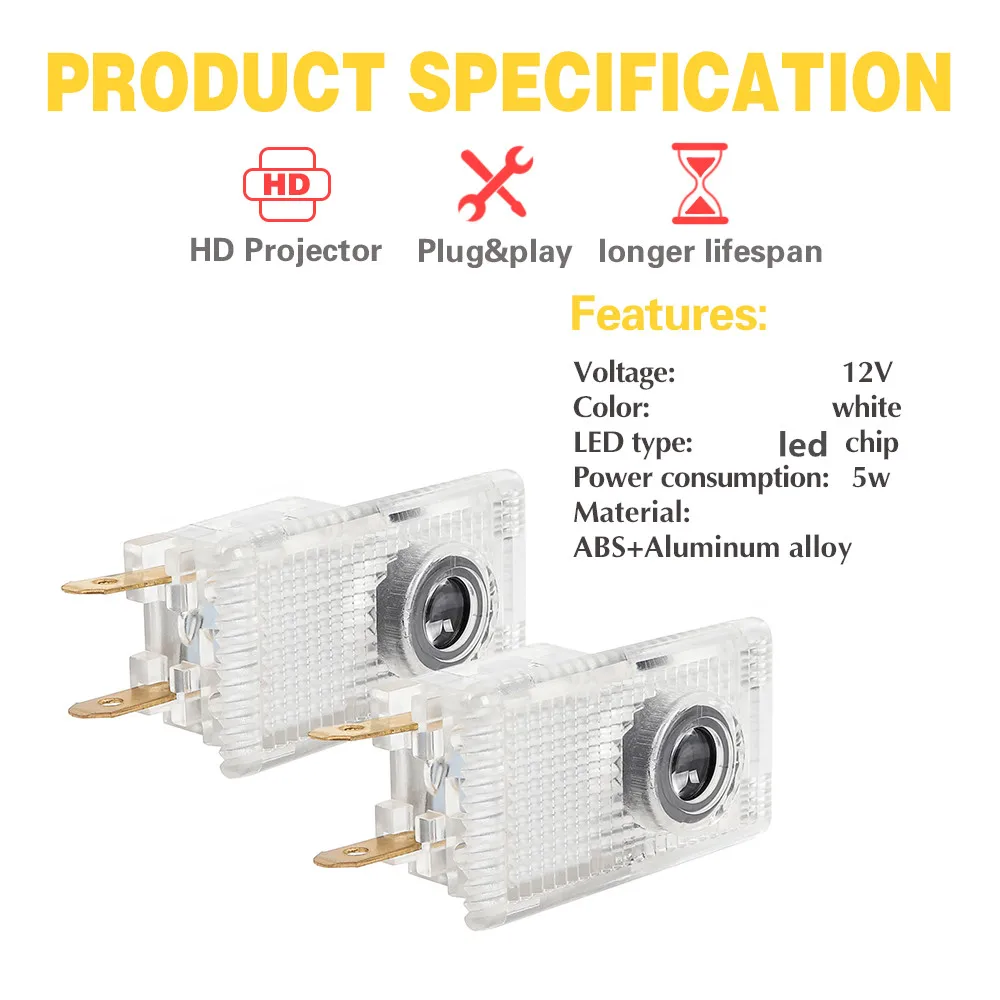 2PCS LED Car Door Logo Projector Welcome Ghost Shadow Light Accessories For Mercedes Benz E Class W210 Sprinter 324 VIANO VITO