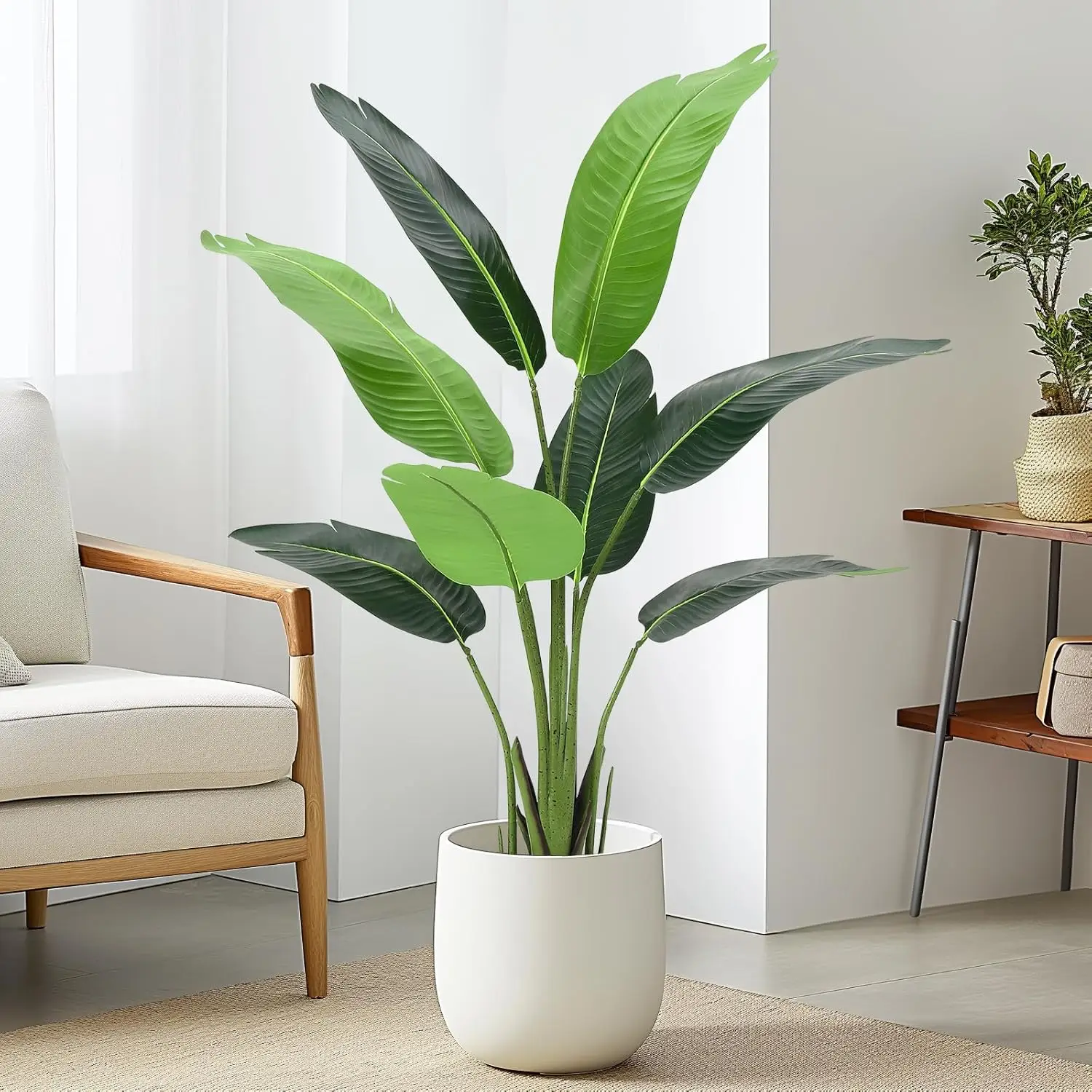 

Bird Of Paradise Artificial Plant, 4 Feet Faux Bird Paradise Plant Green Tropical Artificial Plants For Indoor Home Living Room