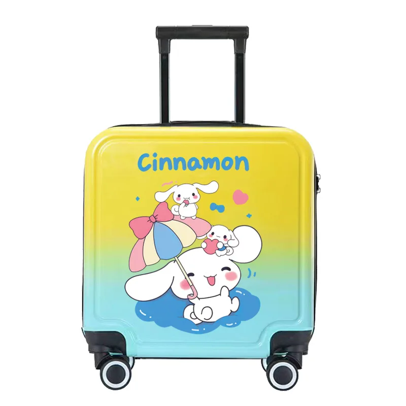 Anime Kawaii Sanrios Gradient Color Trolley Case Sturdy Durable Kids Password Box Suitcase Silent Universal Wheel Boarding Case