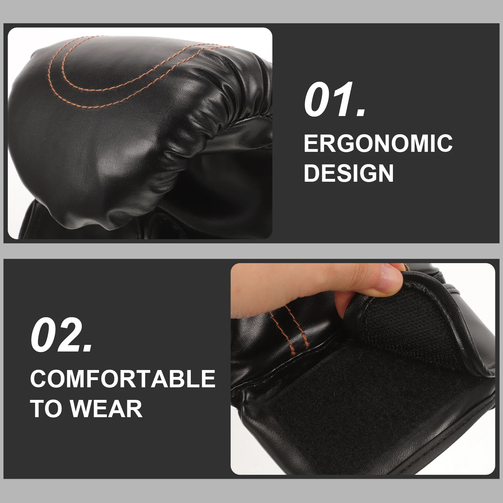 

1Pair Comfortable Boxing Gloves Ergonomic Anti-Slip PU Surface Perfect for Daily Training Sparring Portable Equipment