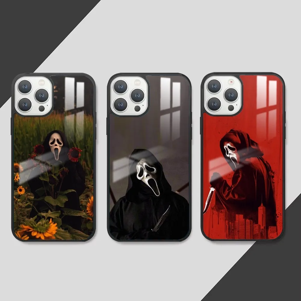 Halloween G-Ghost Face Phone Case For iPhone 16 15 14 13 12 11 Pro Max Plus Mini PC Fashion mirror phone case