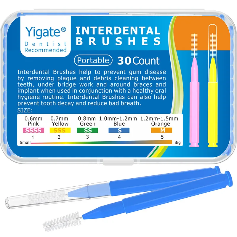 30pcs 0.6mm-1.5mm Interdental Brush Orthodontic Toothbrush Adult Children Soft Bristles Interdental Brush