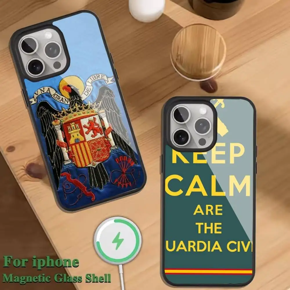 

Spanish Guard Civil Emblem Phone Case For Magnetic Wireless Charge Cover For iphone 16 15 14 13 12 11 Pro Max Plus Coque