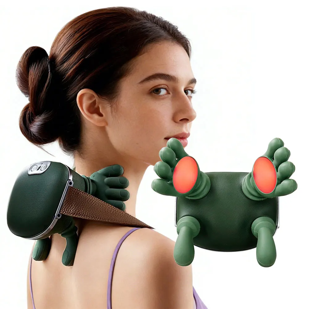 

Беспроводной бионический массажер для шеи и плеч с красным светом, тепловым компрессом и разминанием точек акупунктуры для снятия усталости и расслабления