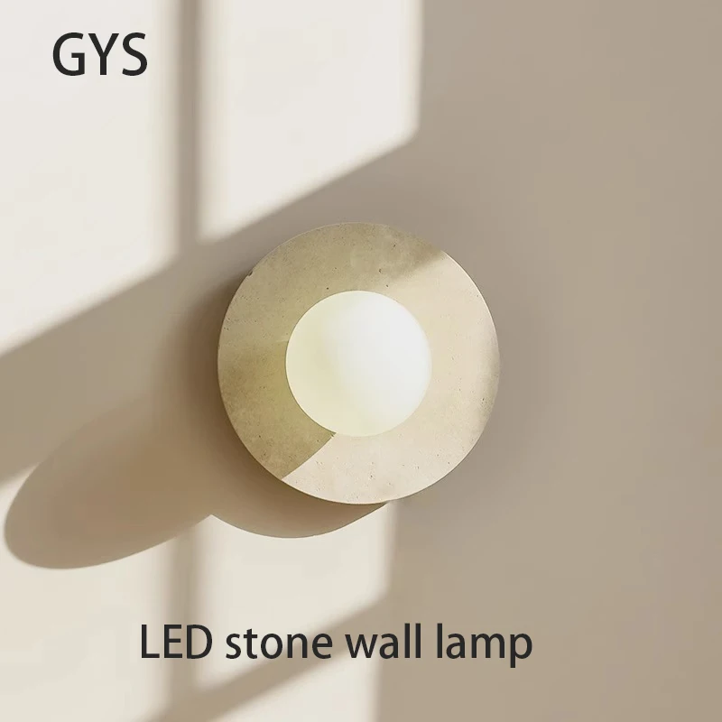 

Светодиодный настенный светильник в стиле ваби-саби, желтый пещерный камень, круглый светильник для спальни, украшение комнаты, светильник, сменная лампа накаливания