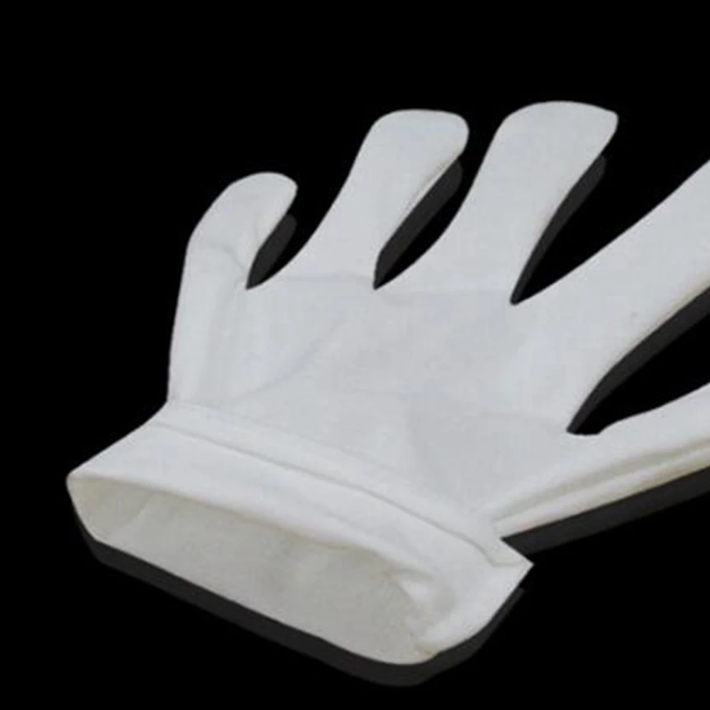 Guantes de algodón blanco para manos secas, guantes de trabajo de inspección hidratantes, manoplas de tela elásticas lavables, guantes de limpieza