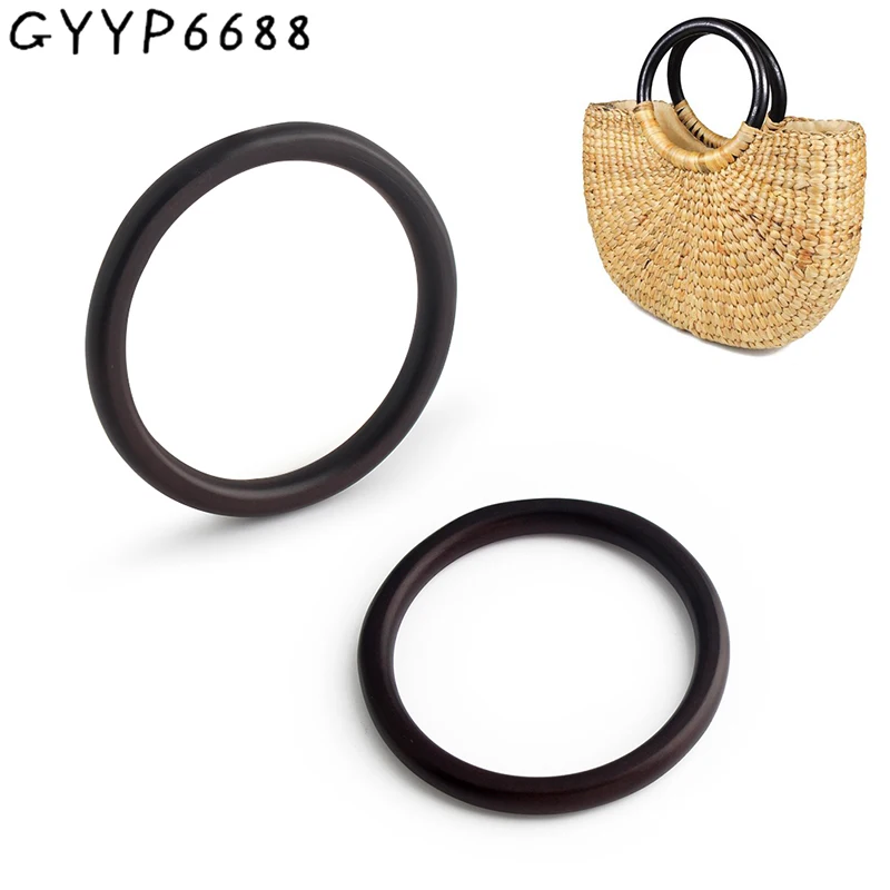 2/4PCS Inner 9.7cm Brown Round Shape Wooden Handle For DIY Making Tote Purse Frame Bags Handbag Shoulder Replacement Accessories