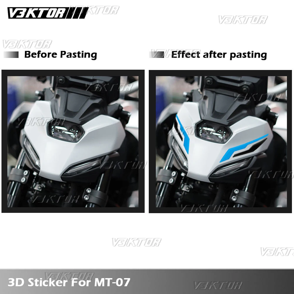 ل MT 07 MT07 MT-07 2025 ثلاثية الأبعاد دراجة نارية ملصق الجبهة الحاجز ملصق مائي عاصفة الجليد