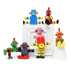 Wooden Transforming Robot Toy Adorable Action Figures Develop Cognitive and Motor Skill for Boys Girls Festival Gift DIN889