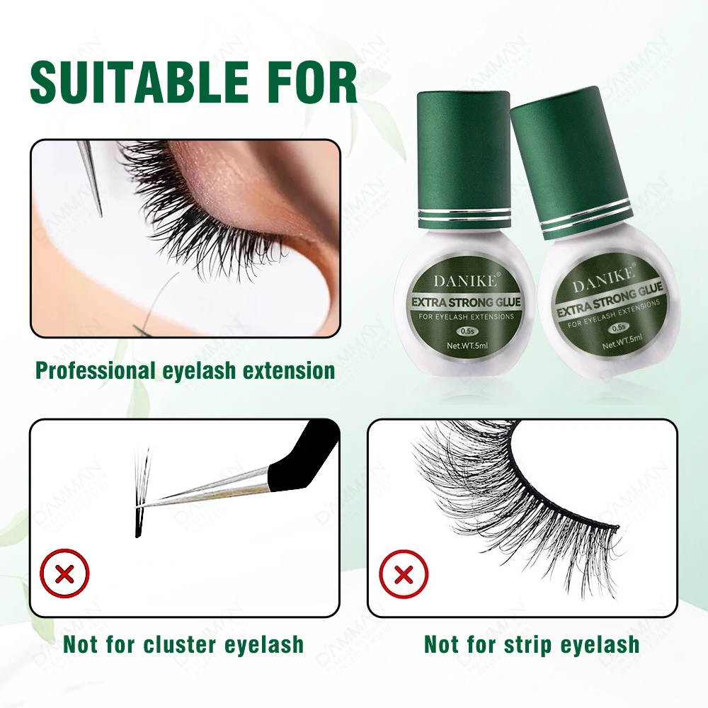 5 Flessen 5Ml DANIKE Professionele Wimper Extensions Lijm Lash Lijm Retentie 6-7 Weken Volume Lash Lijm makeup Tools